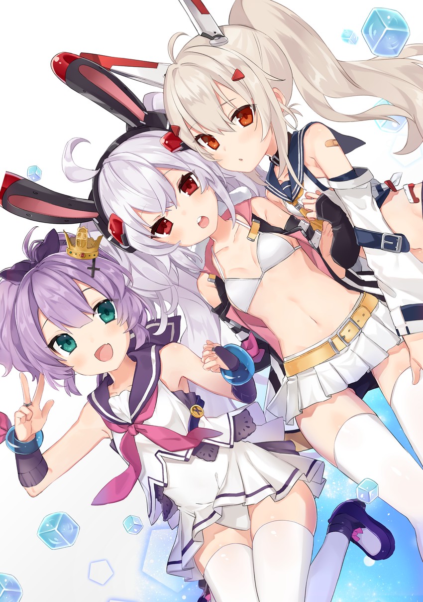 ayanami, laffey, and javelin (azur lane) drawn by orqz