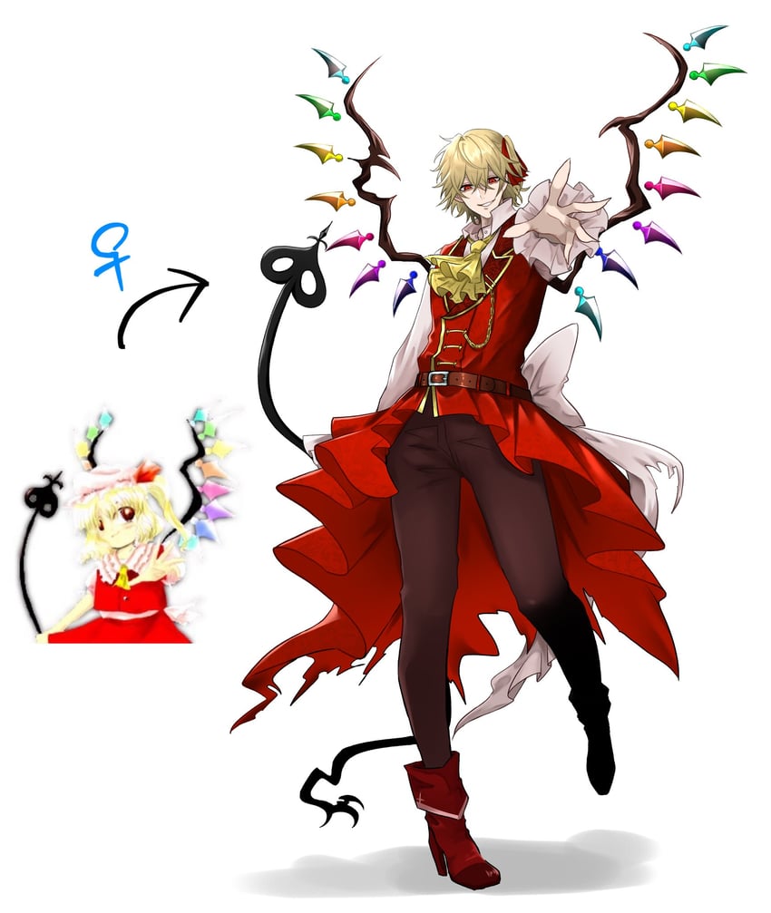 flandre scarlet (touhou) drawn by nap_muntarou and zun_(artist)