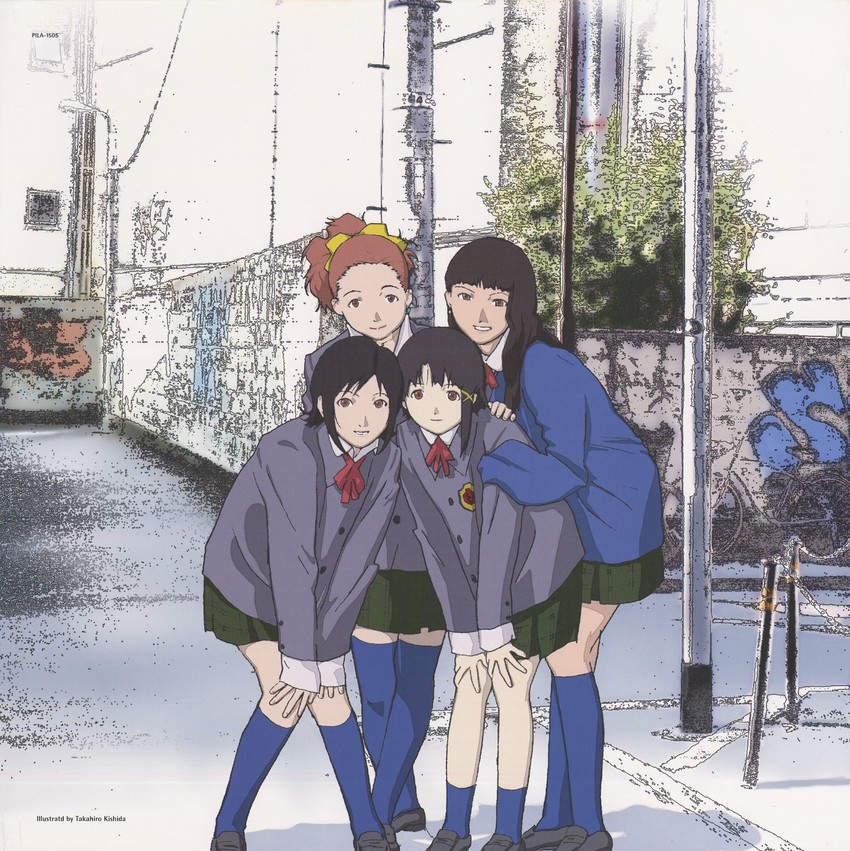 iwakura lain, mizuki alice, yamamoto reika, and katou juri (serial experiments lain) drawn by kishida_takahiro