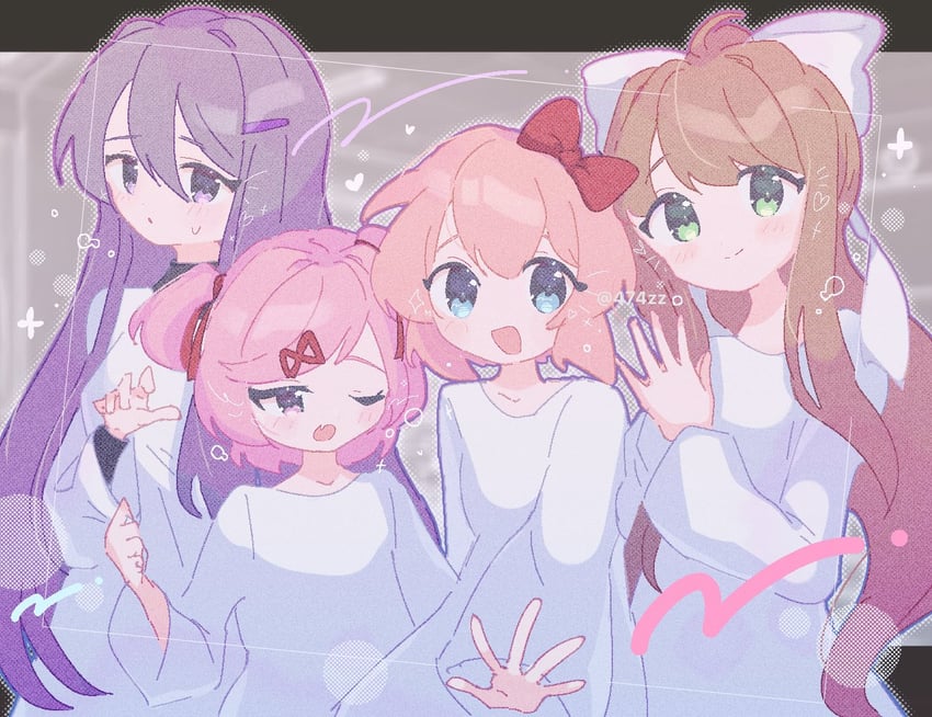 monika, natsuki, yuri, and sayori (doki doki literature club) drawn by anzen_robo_(474zz)