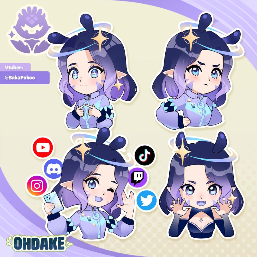 poko bun (indie virtual youtuber) drawn by joku_(ohdake_studio) and ohdake_studio