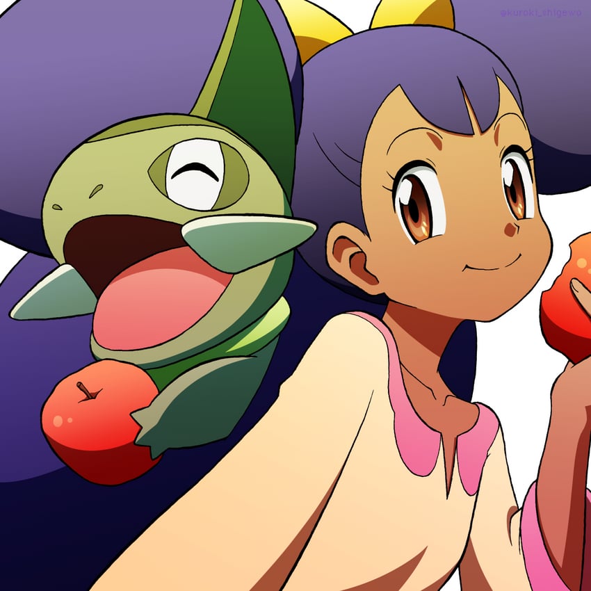 iris and axew (pokemon and 1 more) drawn by kuroki_shigewo