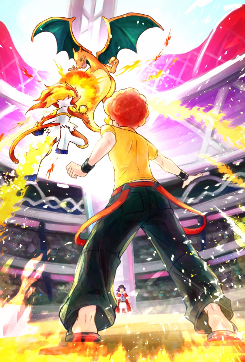 leon, charizard, infernape, and flint (pokemon and 1 more) drawn by sei38