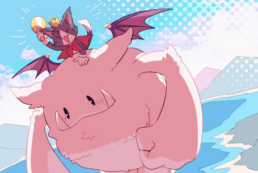 moogle and cait sith (final fantasy and 1 more) drawn by minashirazu