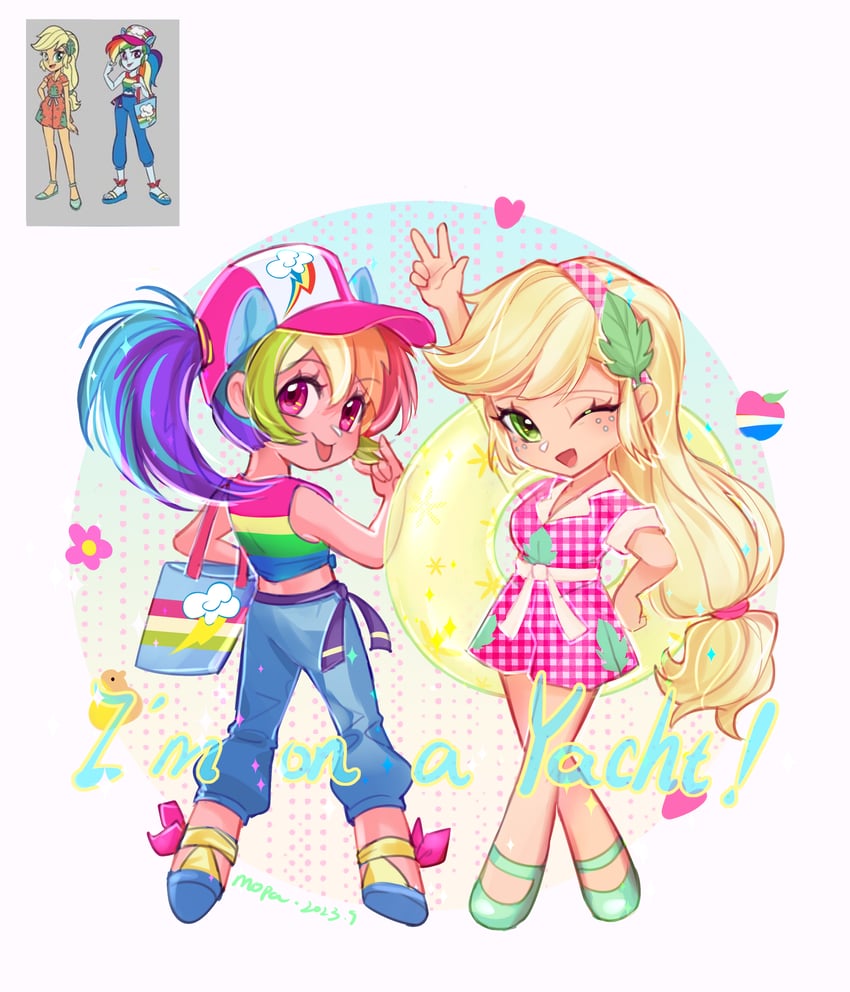 rainbow dash and applejack (my little pony and 2 more) drawn by kewoshixiaodaia