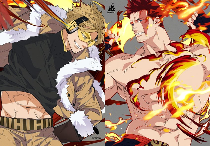 endeavor and hawks (boku no hero academia) drawn by yan_(bltyann)