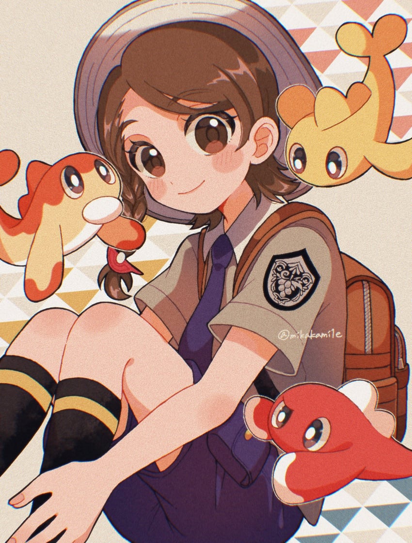 juliana and tatsugiri (pokemon and 1 more) drawn by mikakami1e