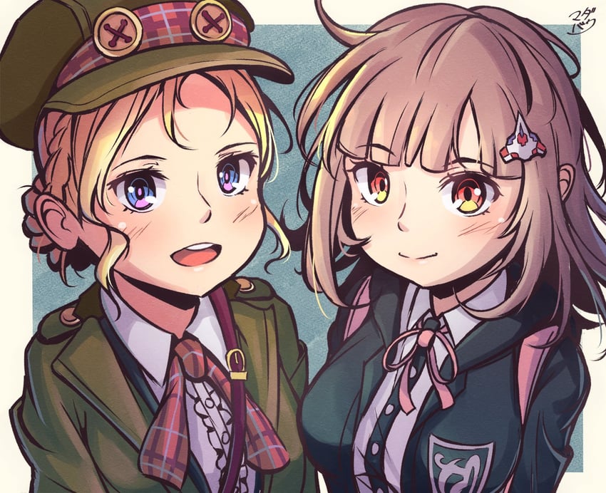 nanami chiaki and gina lestrade (danganronpa and 2 more) drawn by madabau