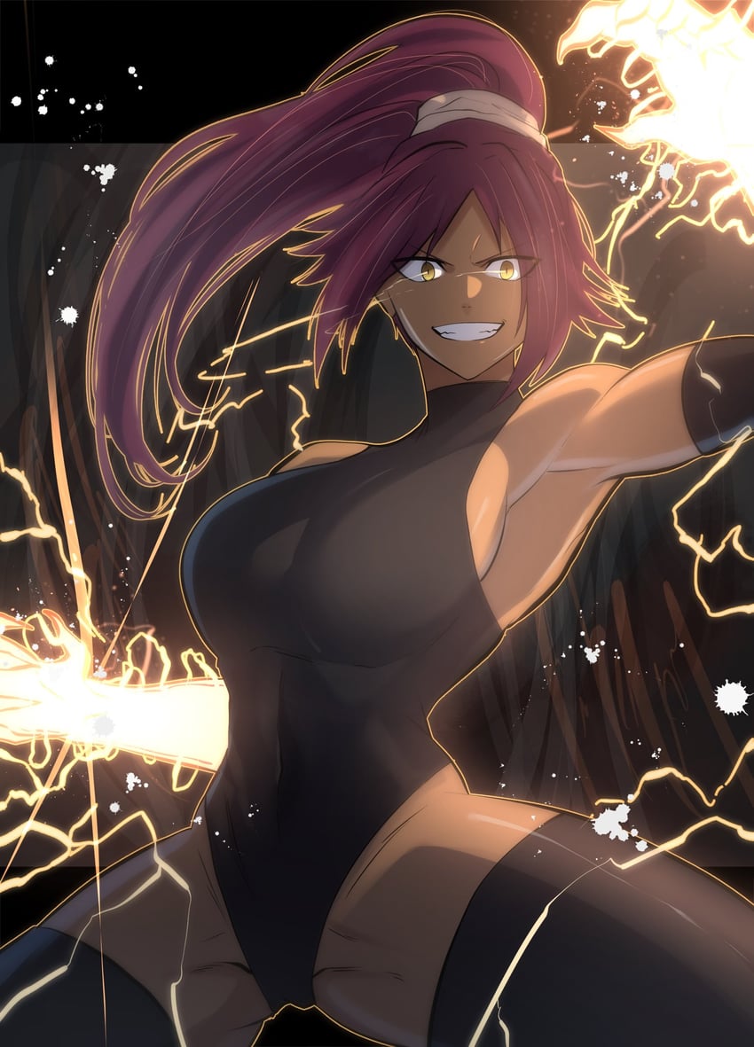 shihouin yoruichi (bleach and 1 more) drawn by thatamaan
