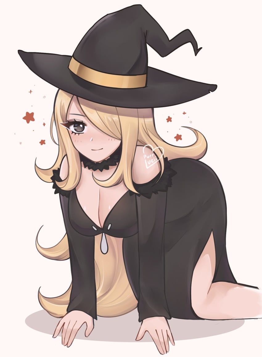 cynthia (pokemon and 1 more) drawn by luci_(purrlucii)