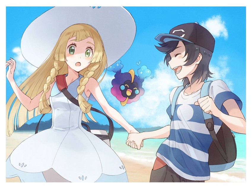 lillie, elio, and cosmog (pokemon and 1 more) drawn by yairo_(sik_s4)