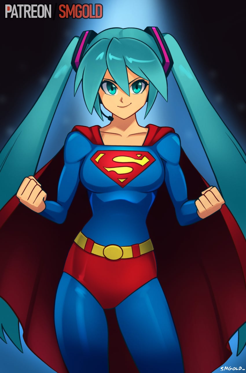 hatsune miku and superman (vocaloid and 2 more) drawn by smgold