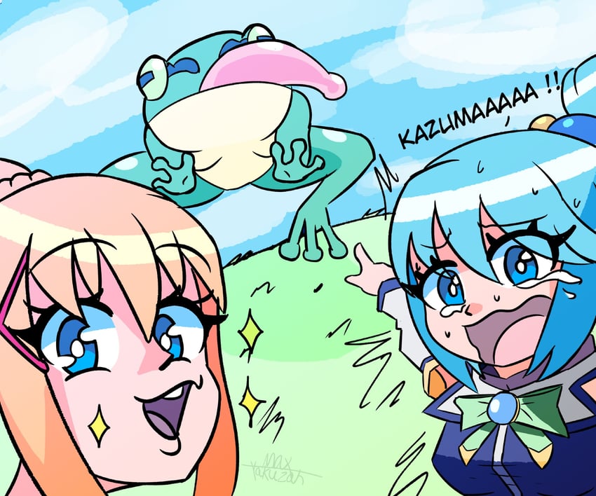 aqua and darkness (kono subarashii sekai ni shukufuku wo!) drawn by maxyakuzah23