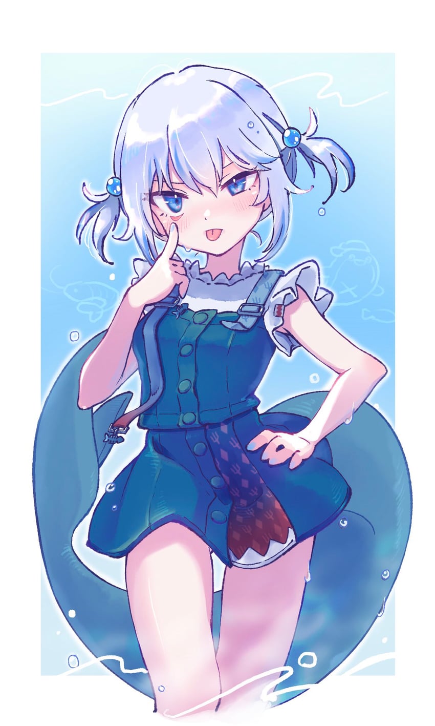 gawr gura and bloop (hololive and 1 more) drawn by unya_(unyaunia)