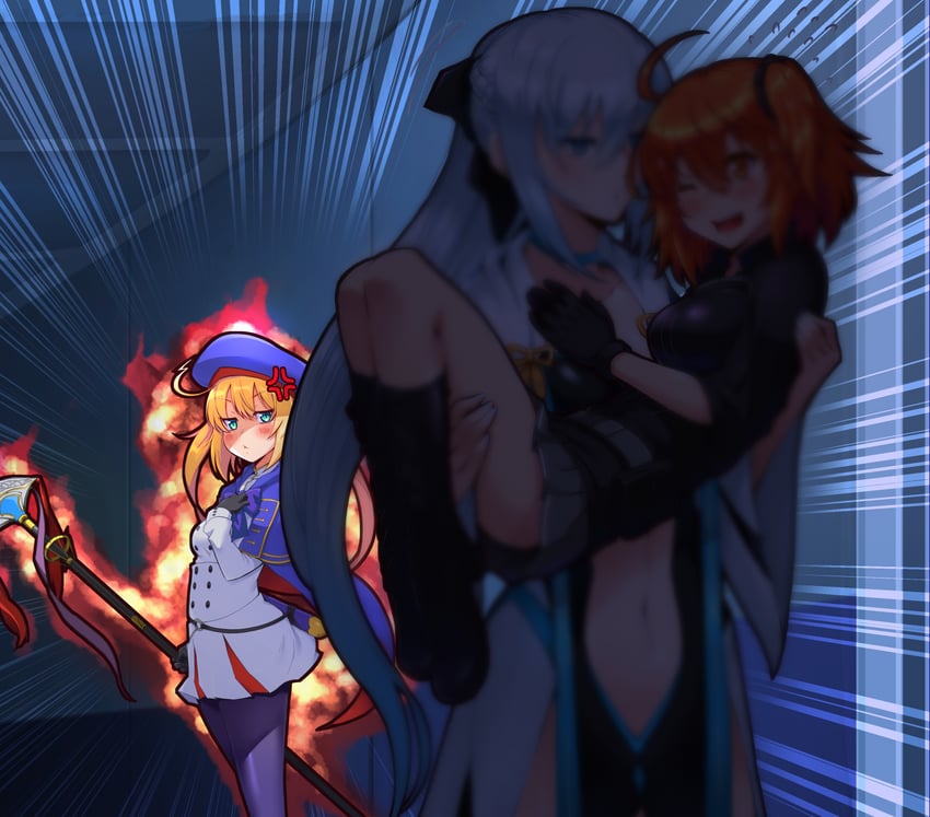 artoria pendragon, fujimaru ritsuka, morgan le fay, and artoria caster (fate and 1 more) drawn by taru_neko