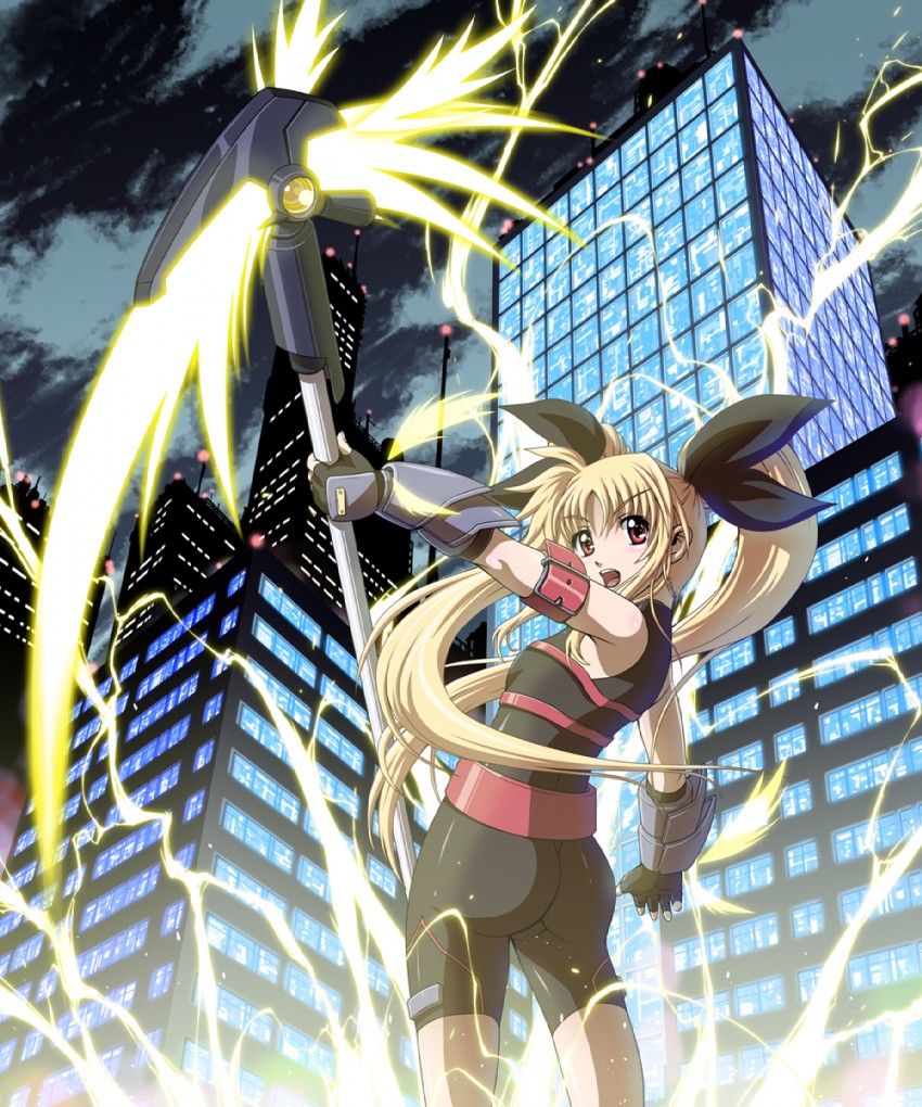 fate testarossa and bardiche (lyrical nanoha and 2 more) drawn by sentaro