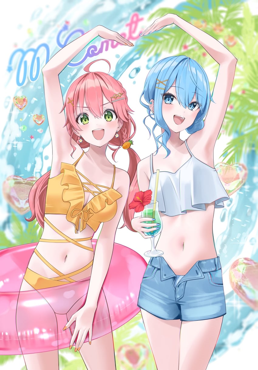 hoshimachi suisei and sakura miko (hololive) drawn by nisi_ki_no