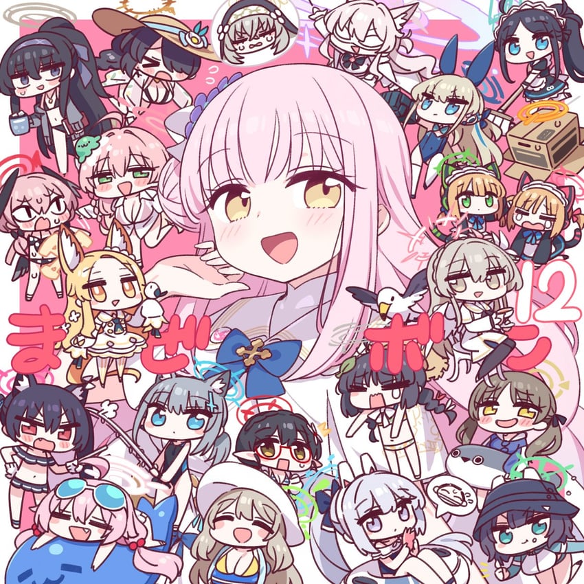 shiroko, hoshino, mika, toki, koharu, and 18 more (blue archive) drawn by chan_co
