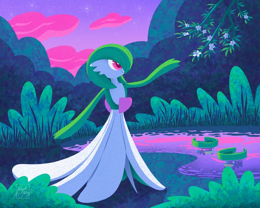 gardevoir and lotad (pokemon) drawn by happygobyhannah