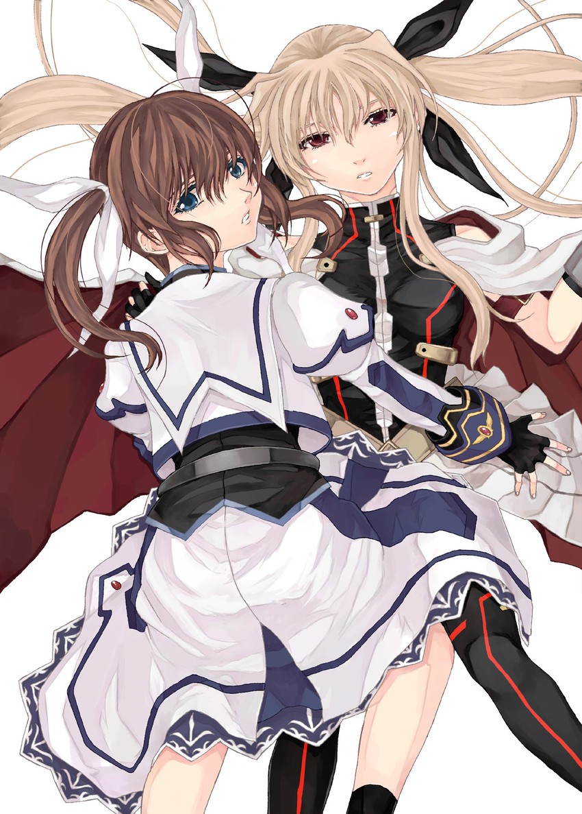 fate testarossa and takamachi nanoha (lyrical nanoha and 3 more) drawn by kurokoeda