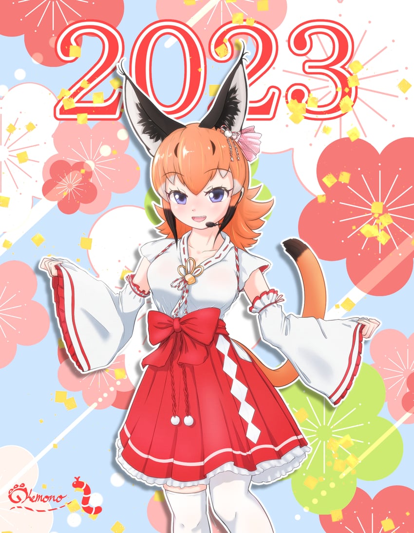 caracal (kemono friends and 1 more) drawn by nokemono-san_(bocchi_friend)
