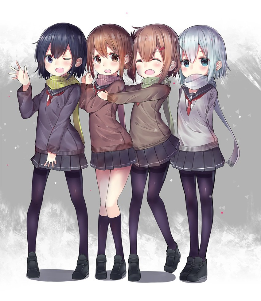hibiki, inazuma, ikazuchi, and akatsuki (kantai collection) drawn by neku_(neku_draw)