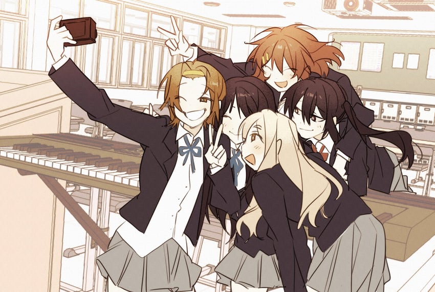 akiyama mio, nakano azusa, hirasawa yui, tainaka ritsu, and kotobuki tsumugi (k-on!) drawn by zzajan0721