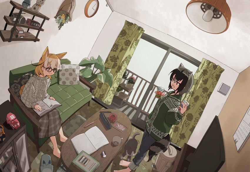 common raccoon and fennec (kemono friends) drawn by nanana_(nanana_iz)