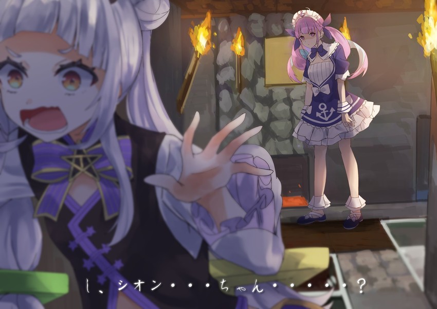 minato aqua and murasaki shion (hololive and 1 more) drawn by konkito