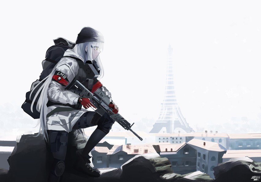 hk416 and last man battalion (girls' frontline and 1 more) drawn by kanoe_(kanoe502)