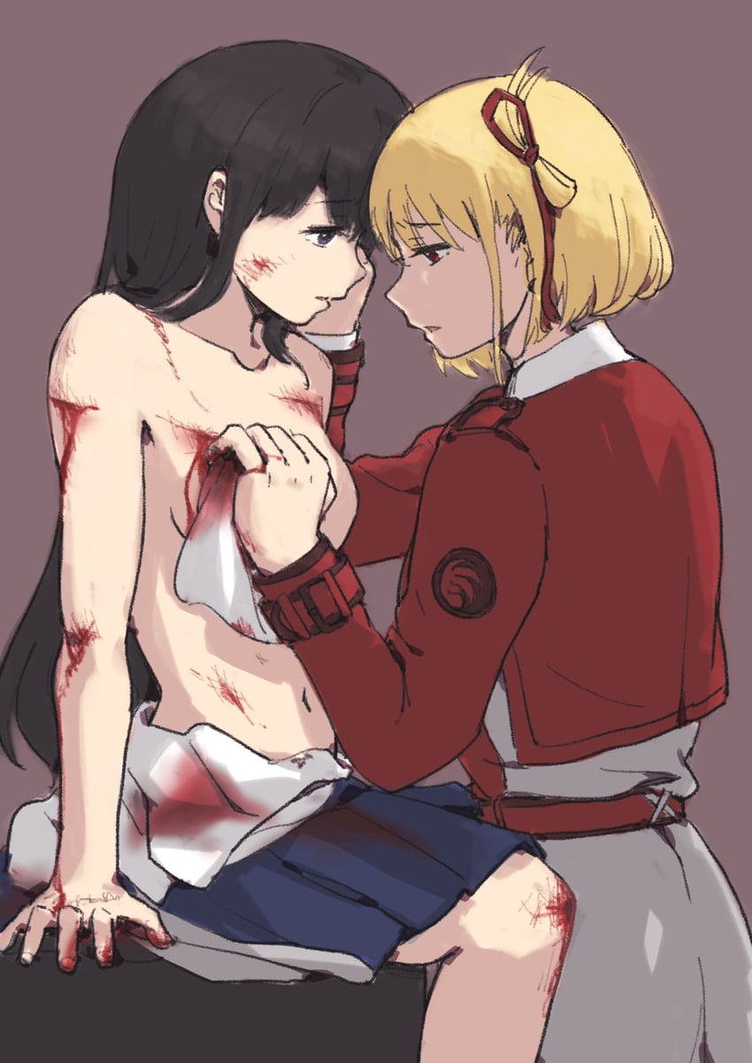 nishikigi chisato and inoue takina (lycoris recoil) drawn by daimyo0208