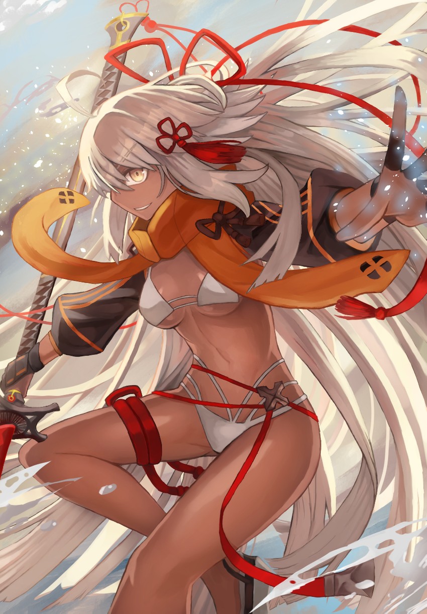 okita souji and okita souji alter (fate and 1 more) drawn by m0_chi
