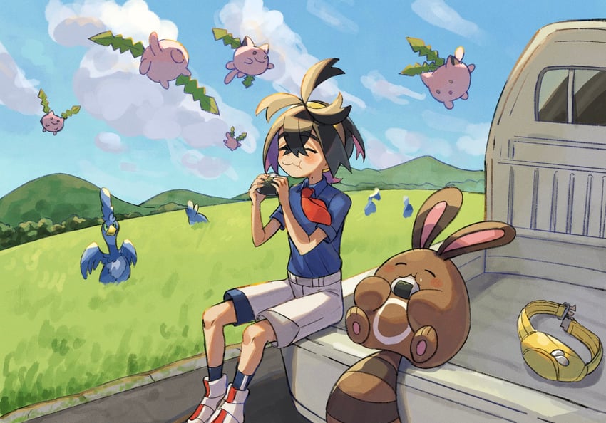 kieran, hoppip, sentret, and cramorant (pokemon and 1 more) drawn by matsuda_(0yx38755230263c)