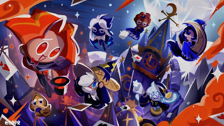 milky way cookie, moonlight cookie, wizard cookie, stardust cookie, cinnamon cookie, and 2 more (cookie run and 2 more) drawn by loprna