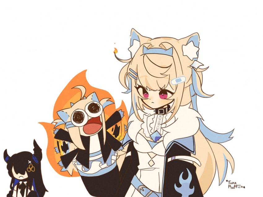 nerissa ravencroft and fuwawa abyssgard (hololive and 2 more) drawn by tunamuffiin