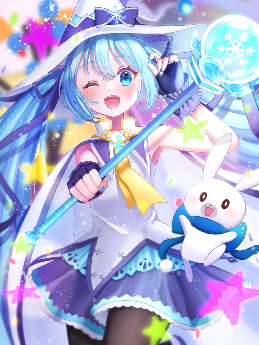 hatsune miku, yuki miku, and rabbit yukine (vocaloid and 1 more) drawn by ichigo_daifuku_(ichigo1923)