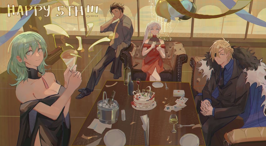 edelgard von hresvelg, dimitri alexandre blaiddyd, claude von riegan, and female byleth (fire emblem and 1 more) drawn by greiilock