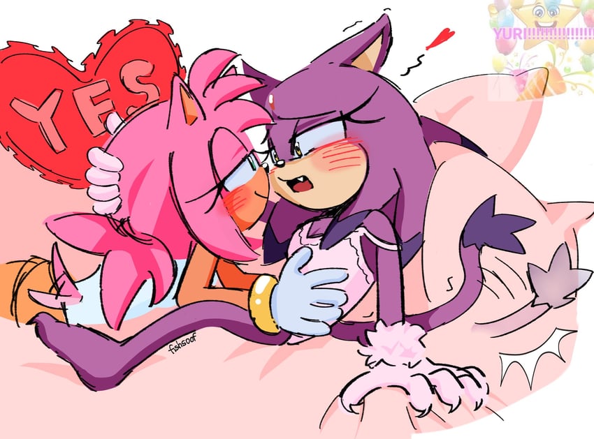 amy rose and blaze the cat (sonic) drawn by fishsoof