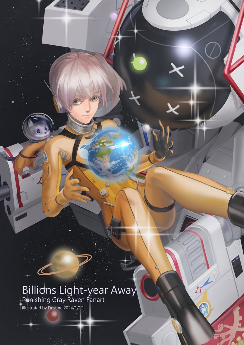 nanami and nanami: starfarer (punishing: gray raven) drawn by destine_(sallyfish)