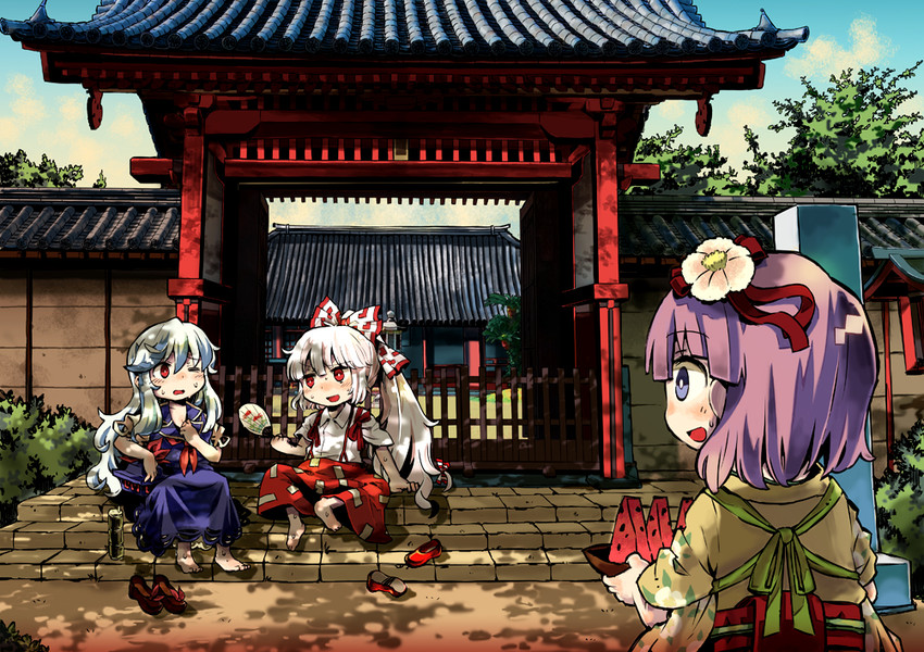 fujiwara no mokou, kamishirasawa keine, and hieda no akyuu (touhou) drawn by jiageya_(atojian_keikaku)