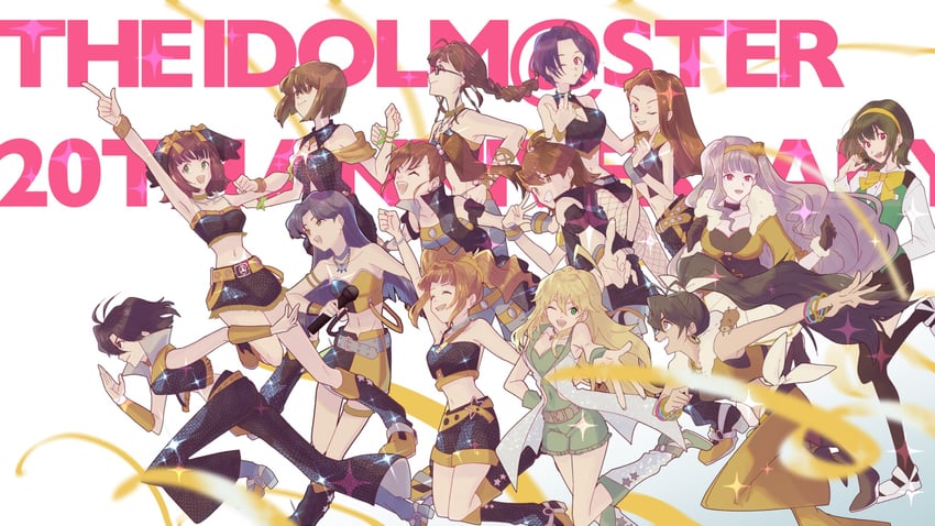 hoshii miki, kisaragi chihaya, amami haruka, kikuchi makoto, shijou takane, and 10 more (idolmaster and 2 more) drawn by oni_moya