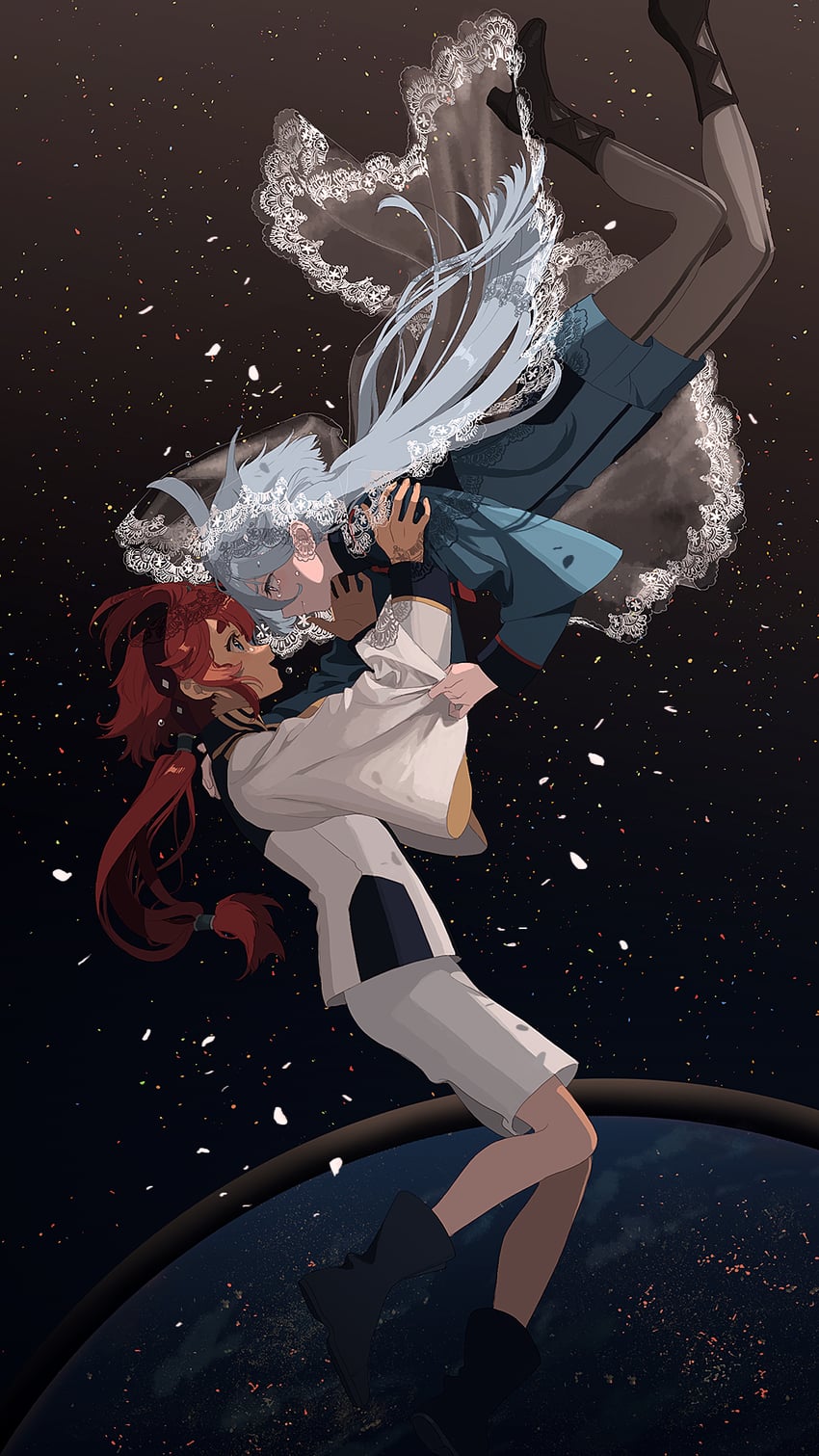suletta mercury and miorine rembran (gundam and 1 more) drawn by okazaki_oka