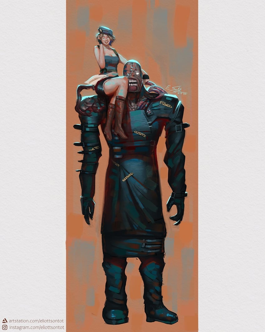 jill valentine and nemesis (resident evil and 1 more) drawn by eliottsontot