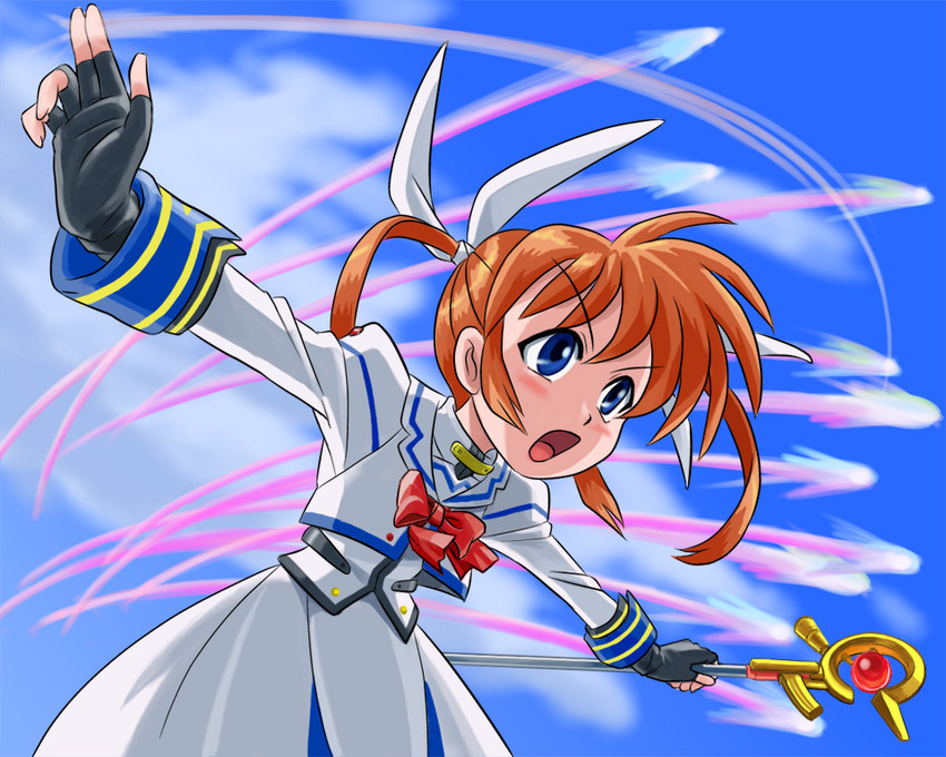 takamachi nanoha and raising heart (lyrical nanoha and 2 more) drawn by ren-chan
