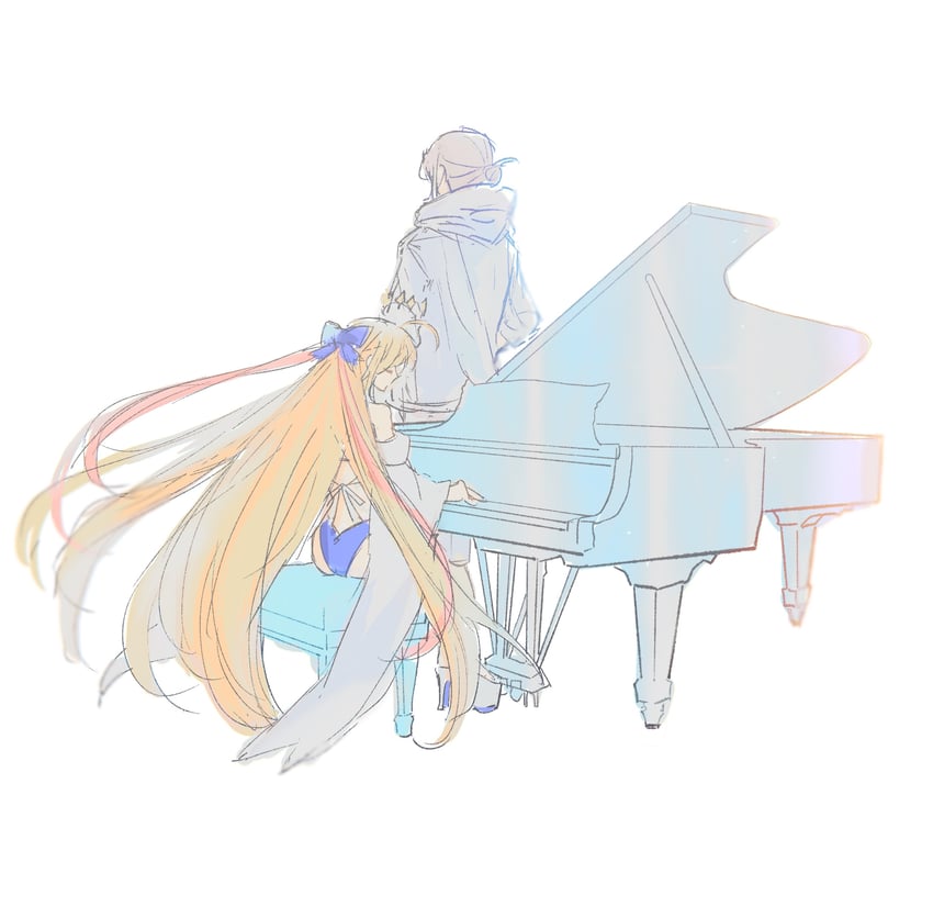 artoria pendragon, artoria caster, and oberon (fate and 1 more) drawn by arilry