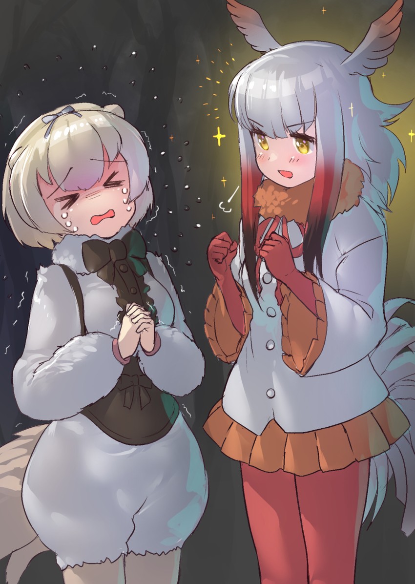 japanese crested ibis and silky anteater (kemono friends) drawn by tadano_magu