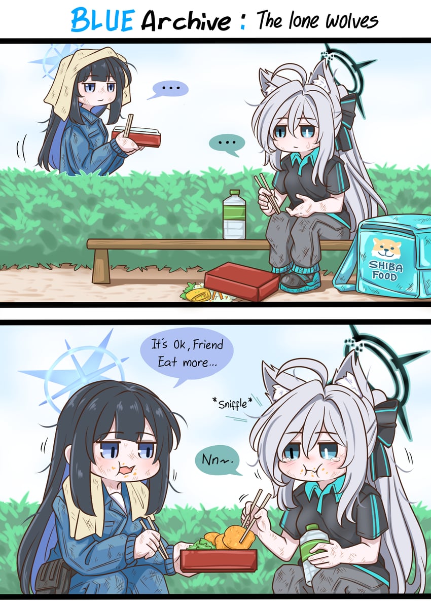 shiroko, saori, and shiroko terror (blue archive) drawn by guin_guin
