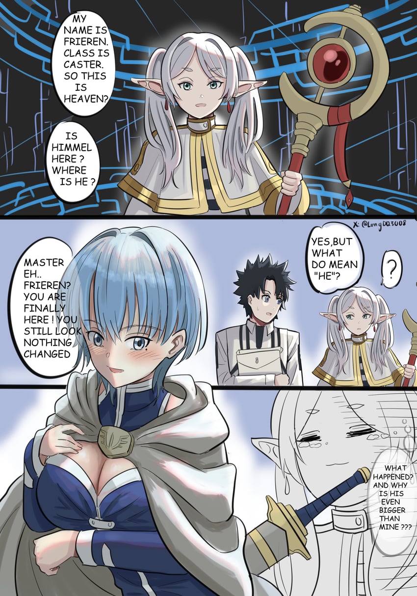 fujimaru ritsuka, frieren, and himmel (fate and 2 more) drawn by longdq3008