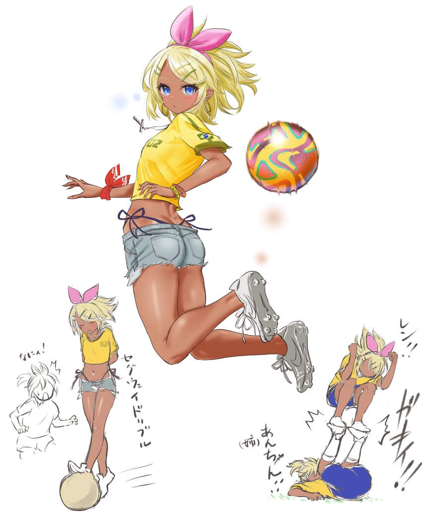 hatsune miku, kagamine rin, kagamine len, and brazilian miku (vocaloid and 1 more) drawn by yukihane_(snowowl515)