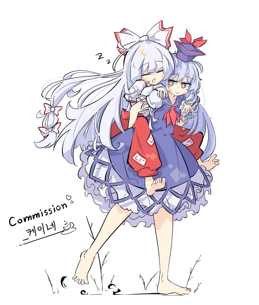 fujiwara no mokou and kamishirasawa keine (touhou) drawn by primsla